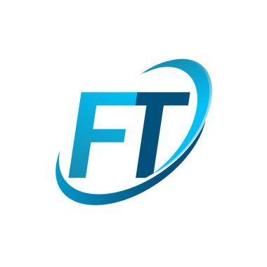 İlk harf FT logotype şirketinin adı Blue Swoosh tasarım konsepti. iş ve şirket kimliği için vektör logosu.