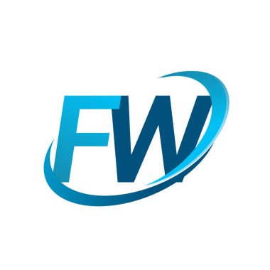 İlk harf FW logotype şirketinin adı Blue Swoosh tasarım konsepti. iş ve şirket kimliği için vektör logosu.