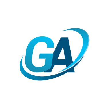 İlk harf GA logotype şirketinin adı Blue Swoosh tasarım konsepti. iş ve şirket kimliği için vektör logosu.