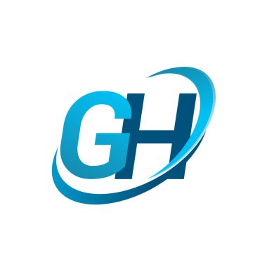İlk harf GH logotype şirketi adı Blue Swoosh tasarım konsepti. iş ve şirket kimliği için vektör logosu.