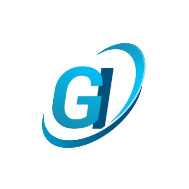 İlk harf GI logotype şirketinin adı Blue Swoosh tasarım konsepti. iş ve şirket kimliği için vektör logosu.