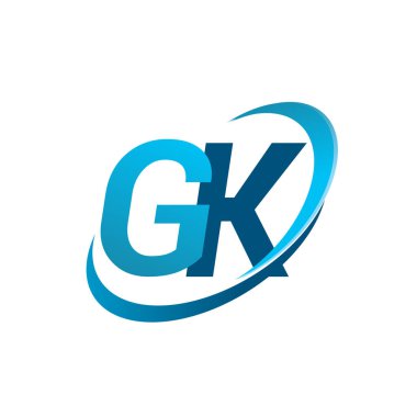 İlk harf GK logotype şirketi adı mavi swoosh tasarım konsepti. iş ve şirket kimliği için vektör logosu.