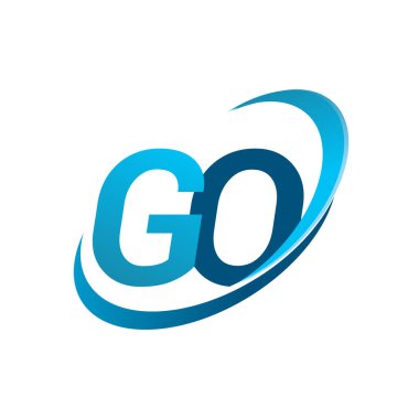 GO logotype şirketinin ilk harfi Blue Swoosh tasarım konsepti. iş ve şirket kimliği için vektör logosu.