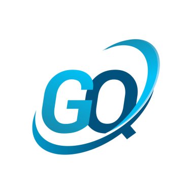 İlk harf GQ logotype şirketi adı mavi swoosh tasarım konsepti. iş ve şirket kimliği için vektör logosu.