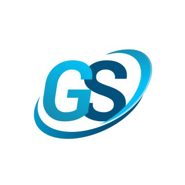 İlk harf GS logotype şirketi adı Blue Swoosh tasarım konsepti. iş ve şirket kimliği için vektör logosu.