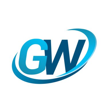 İlk harf GW logotype şirketi adı mavi swoosh tasarım konsepti. iş ve şirket kimliği için vektör logosu.