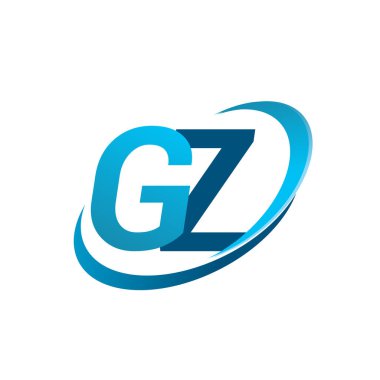 İlk harf GZ logotype şirketi adı mavi swoosh tasarım konsepti. iş ve şirket kimliği için vektör logosu.