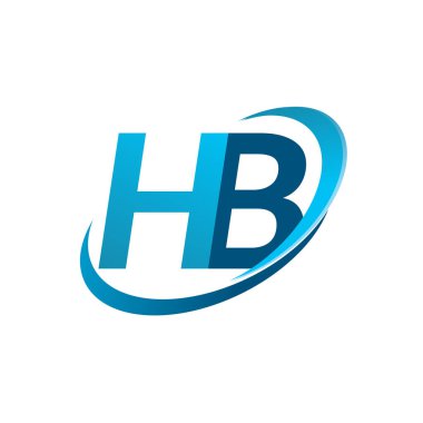 İlk harf HB logotype şirketi adı mavi swoosh tasarım konsepti. iş ve şirket kimliği için vektör logosu.