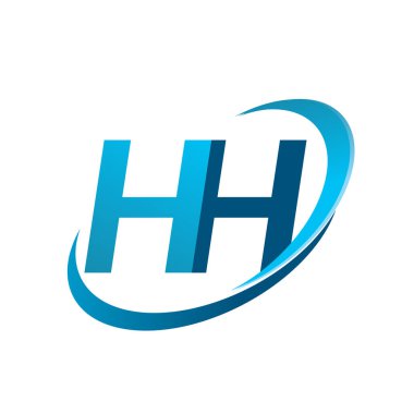 İlk harf HH logotype şirketinin adı Blue Swoosh tasarım konsepti. iş ve şirket kimliği için vektör logosu.