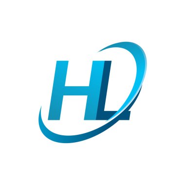 İlk harf HL logotype şirketi adı mavi swoosh tasarım konsepti. iş ve şirket kimliği için vektör logosu.