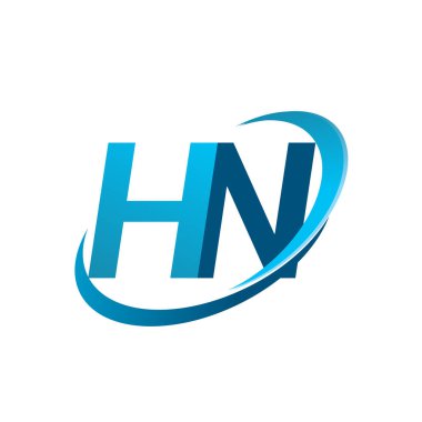 İlk harf HN logotype şirketi adı mavi swoosh tasarım konsepti. iş ve şirket kimliği için vektör logosu.