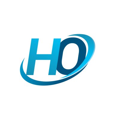 İlk harf HO logotype şirketinin adı Blue Swoosh tasarım konsepti. iş ve şirket kimliği için vektör logosu.