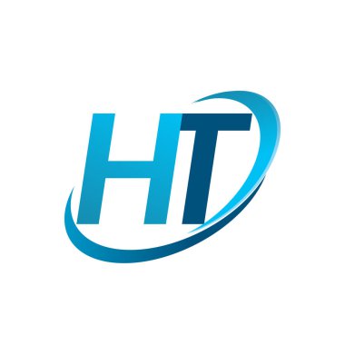 İlk harf HT logotype şirketinin adı Blue Swoosh tasarım konsepti. iş ve şirket kimliği için vektör logosu.