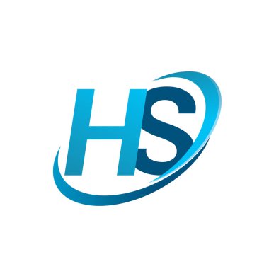İlk harf HS logotype şirketi adı mavi swoosh tasarım konsepti. iş ve şirket kimliği için vektör logosu.