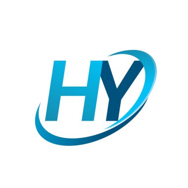 İlk harf HY logotype şirketinin adı Blue Swoosh tasarım konsepti. iş ve şirket kimliği için vektör logosu.