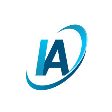 İlk harf IA logotype şirketinin adı Blue Swoosh tasarım konsepti. iş ve şirket kimliği için vektör logosu.