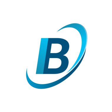 İlk harf IB logotype şirketi adı mavi swoosh tasarım konsepti. iş ve şirket kimliği için vektör logosu.