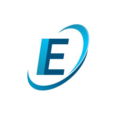 İlk harf IE logotype şirket adı mavi swoosh tasarım konsepti. iş ve şirket kimliği için vektör logosu.