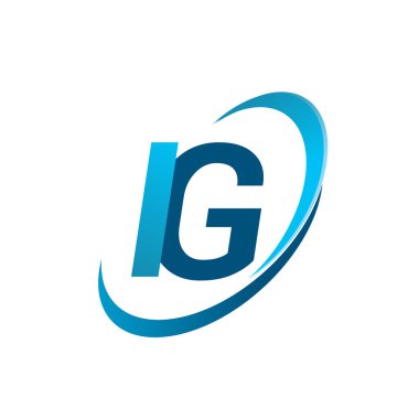 İlk harf IG logotype şirketi adı mavi swoosh tasarım konsepti. iş ve şirket kimliği için vektör logosu.