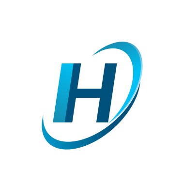 İlk harf IH logotype şirketi adı mavi swoosh tasarım konsepti. iş ve şirket kimliği için vektör logosu.