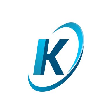 İlk harf IK logotype şirketi adı mavi swoosh tasarım konsepti. iş ve şirket kimliği için vektör logosu.