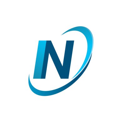 İlk harf In logotype şirketinin adı Blue Swoosh tasarım konsepti. iş ve şirket kimliği için vektör logosu.