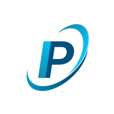 İlk harf IP logotype şirketi adı Blue Swoosh tasarım konsepti. iş ve şirket kimliği için vektör logosu.