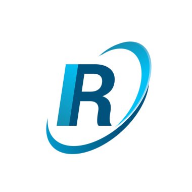 İlk harf IR logotype şirketi adı Blue Swoosh tasarım konsepti. iş ve şirket kimliği için vektör logosu.