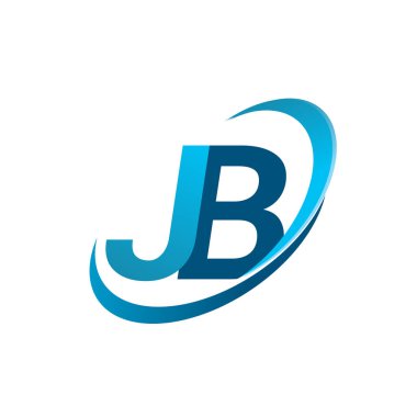 İlk harf JB logotype şirket adı mavi swoosh tasarım konsepti. iş ve şirket kimliği için vektör logosu.