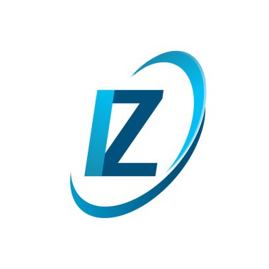 İlk harf IZ logotype şirketi adı mavi swoosh tasarım konsepti. iş ve şirket kimliği için vektör logosu.