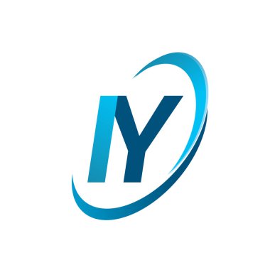 İlk harf IY logotype şirketinin adı Blue Swoosh tasarım konsepti. iş ve şirket kimliği için vektör logosu.