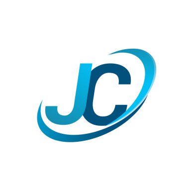 İlk harf JC logotype şirketinin adı Blue Swoosh tasarım konsepti. iş ve şirket kimliği için vektör logosu.