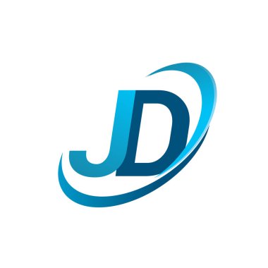 İlk harf JD logotype şirketi adı mavi swoosh tasarım konsepti. iş ve şirket kimliği için vektör logosu.