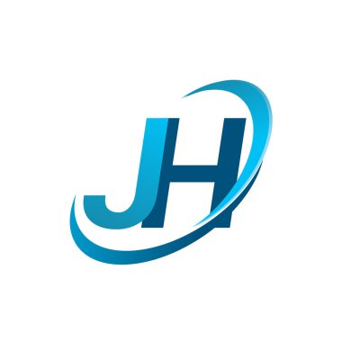 İlk harf JH logotype şirketi adı mavi swoosh tasarım konsepti. iş ve şirket kimliği için vektör logosu.