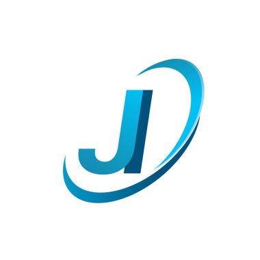 İlk harf JI logotype şirketinin adı Blue Swoosh tasarım konsepti. iş ve şirket kimliği için vektör logosu.