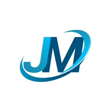 İlk harf JM logotype şirket adı mavi swoosh tasarım konsepti. iş ve şirket kimliği için vektör logosu.