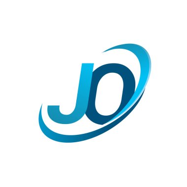 İlk harf JO logotype şirketinin adı Blue Swoosh tasarım konsepti. iş ve şirket kimliği için vektör logosu.
