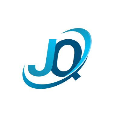 İlk harf JQ logotype şirketi adı mavi swoosh tasarım konsepti. iş ve şirket kimliği için vektör logosu.