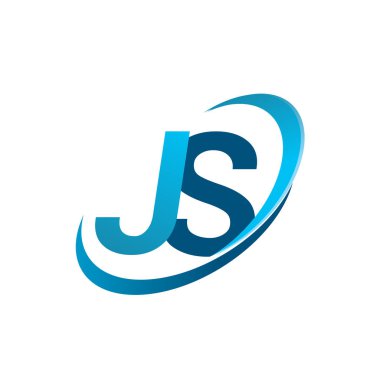 İlk harf JS logotype şirketi adı mavi swoosh tasarım konsepti. iş ve şirket kimliği için vektör logosu.