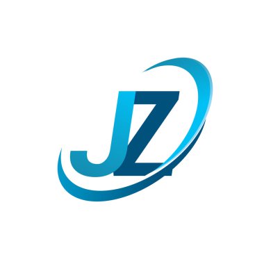 İlk harf JZ logotype şirket adı mavi swoosh tasarım konsepti. iş ve şirket kimliği için vektör logosu.