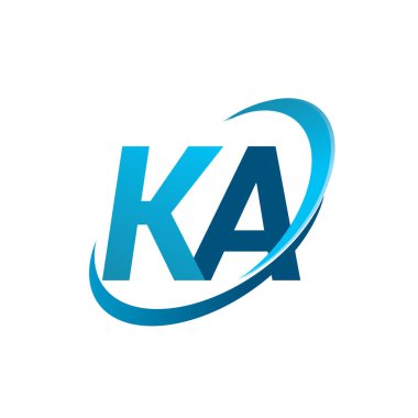 İlk harf KA logotype şirketi adı mavi swoosh tasarım konsepti. iş ve şirket kimliği için vektör logosu.