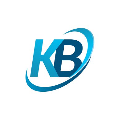 İlk harf KB logotype şirket adı mavi swoosh tasarım konsepti. iş ve şirket kimliği için vektör logosu.