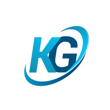 İlk harf KG logotype şirketi adı mavi swoosh tasarım konsepti. iş ve şirket kimliği için vektör logosu.