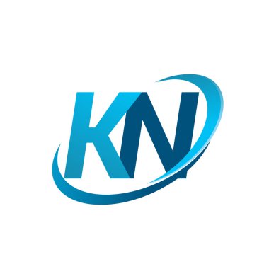 İlk harf KN logotype şirket adı mavi swoosh tasarım konsepti. iş ve şirket kimliği için vektör logosu.