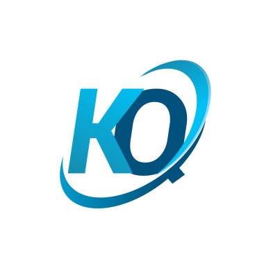 İlk harf KQ logotype şirketi adı mavi swoosh tasarım konsepti. iş ve şirket kimliği için vektör logosu.