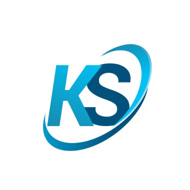 K.S. logotype şirketinin ilk harfi Blue Swoosh tasarım konsepti. iş ve şirket kimliği için vektör logosu.