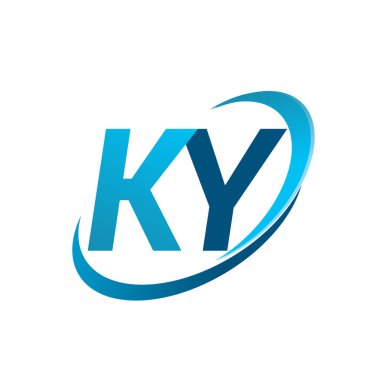 İlk harf KY logotype şirket adı mavi swoosh tasarım konsepti. iş ve şirket kimliği için vektör logosu.