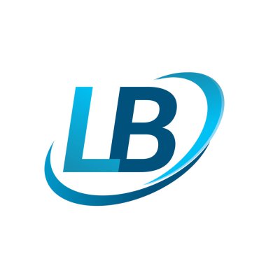 İlk harf LB logotype şirket adı mavi swoosh tasarım konsepti. iş ve şirket kimliği için vektör logosu.