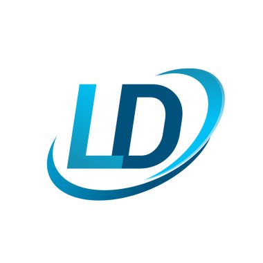 LD logotype şirketinin ilk harfi mavi swoosh tasarım konsepti. iş ve şirket kimliği için vektör logosu.