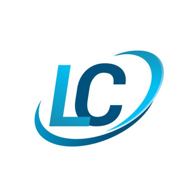 İlk harf LC logotype şirket adı mavi swoosh tasarım konsepti. iş ve şirket kimliği için vektör logosu.